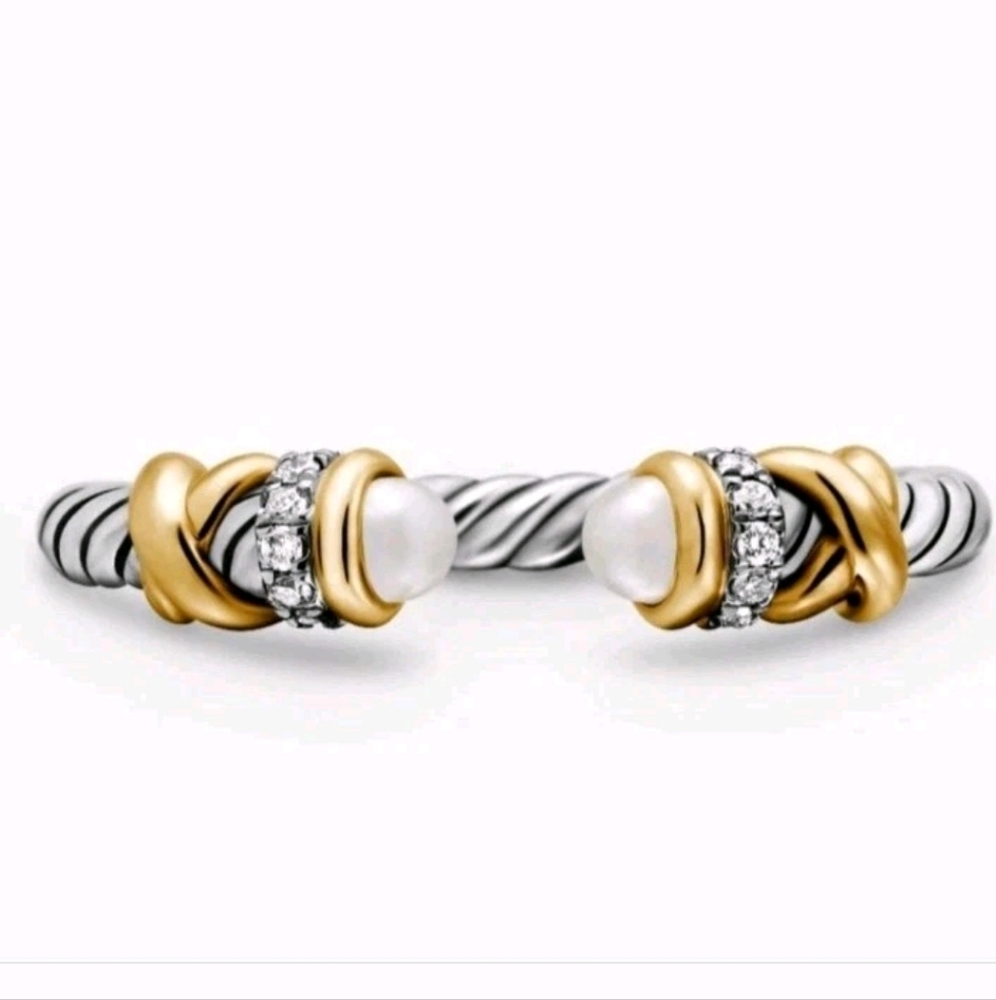 DY elegant simplicity ring pearls silver pave.8.